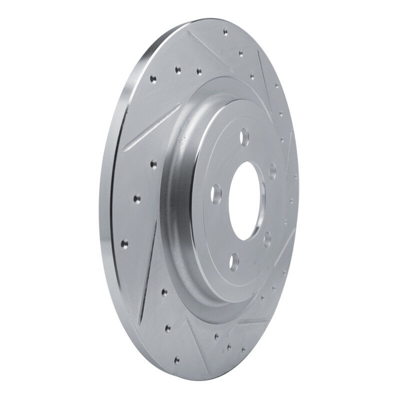 Ford Mustang Brake Rotor (1) - Rear Right - R1 Concepts - Drilled & Slotted - Silver - `20-`25
